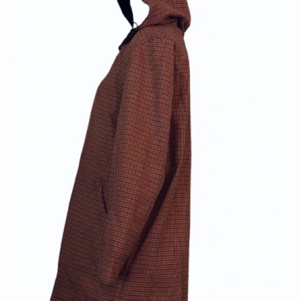 Reversible Ralph Lauren Black Plaid Hooded Jacket Red Vintage Designer SMALL